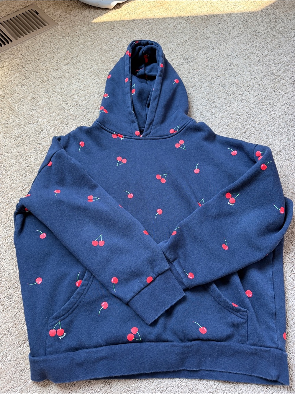 Star fit Womens Navy Cherry-Print Hoodie